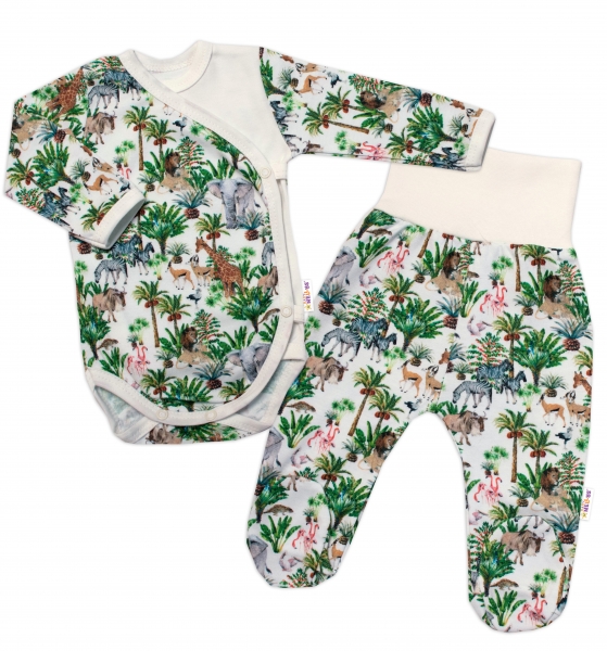 Baby Nellys 2-dielna sada body zap. bokom + polodupačky Jungle - zelená, veľ. 68-#Velikost koj. oblečení;68 (3-6m)