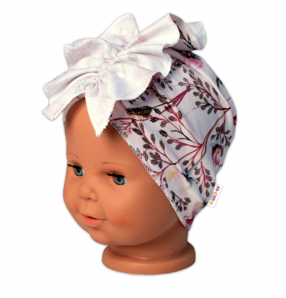 BABY NELLYS Detská čelenka Turban Motýliky, ružová