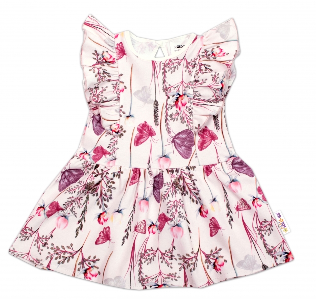 Baby Nellys Letné šaty s krátkym rukávom Motýliky - ružové, veľ. 68-#Velikost koj. oblečení;68 (3-6m)