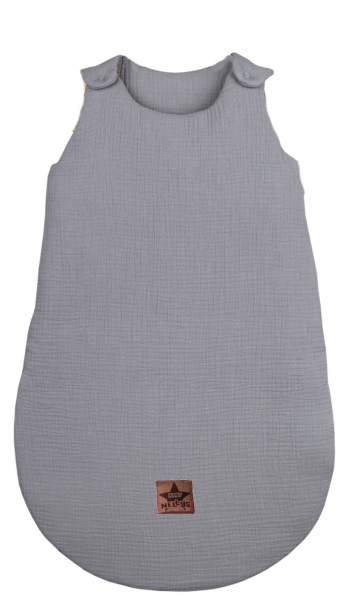 Mušelínový spací vak Baby Nellys Soft zateplený, 70cm, sivý