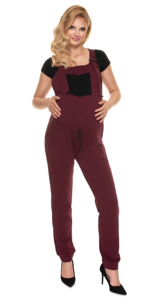 Be Maamaa Tehotenské teplákové záhradníki - bordo, veľ. L/XL