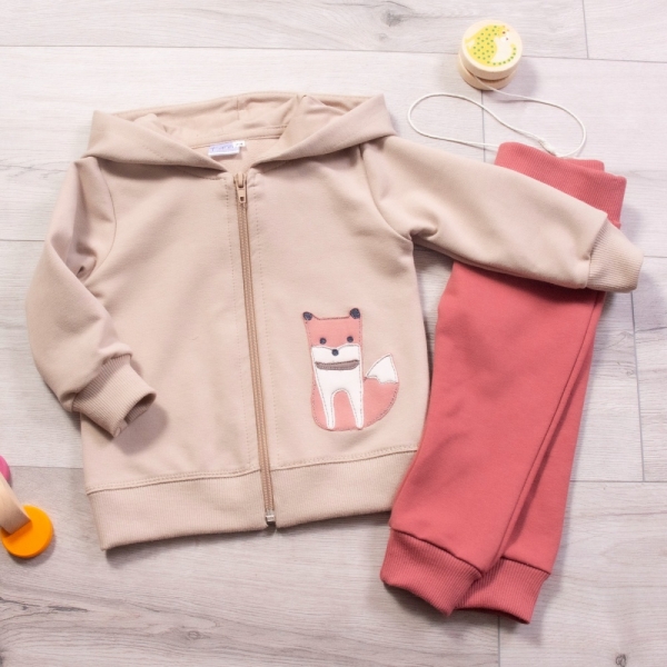 K-Baby Tepláková súprava s kapucňou Líška - hnedá/tehlová, veľ. 74-#Velikost koj. oblečení;74 (6-9m)