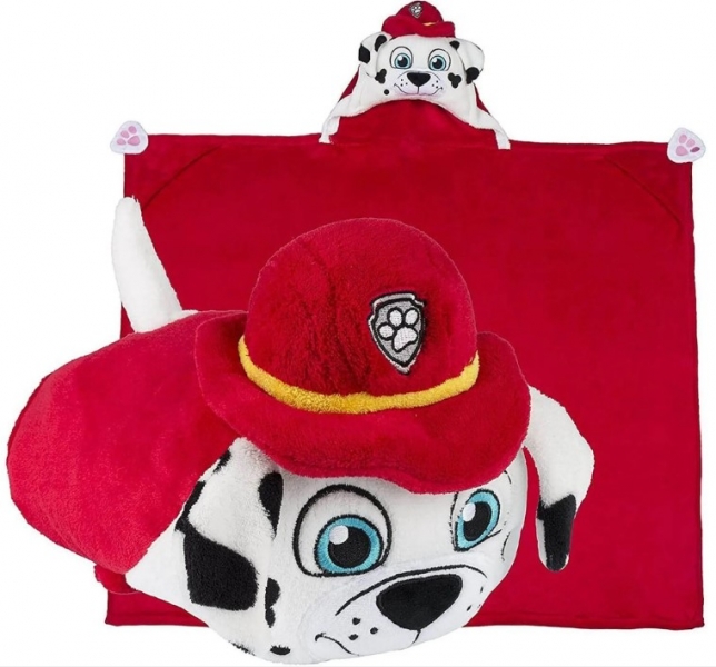 Carbotex Detská deka s kapucňou Paw Patrol Marshall - červená