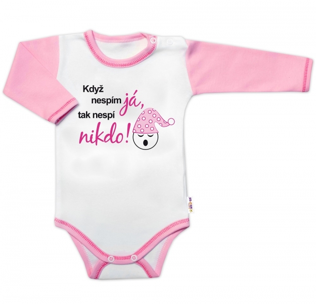 Body dl. rukáv s vtipným textom Baby Nellys, Když nespím já,tak nespí nikdo!, vel.86,holka-#Velikost koj. oblečení;86 (12-18m)