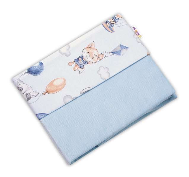 Baby Nellys Obojstranná deka Bavlna + Velvet 100x75cm, Lietajúce zvieratká, modré