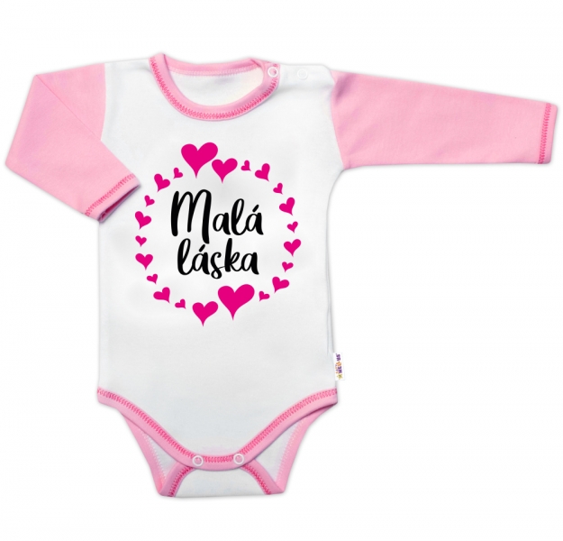 Body dlhý rukáv s vtipným textom Baby Nellys, Malá láska, veľ. 80, holka-#Velikost koj. oblečení;80 (9-12m)