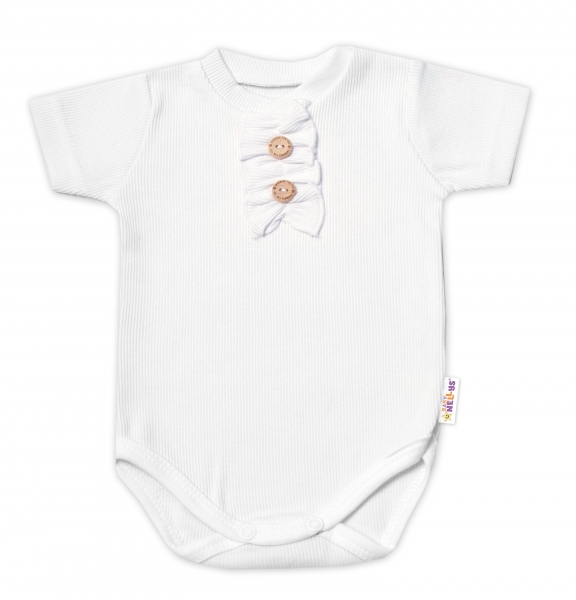 Baby Nellys Dojčenské rebrované body s gombíkmi kr. rukáv, Girl - biele, veľ. 86-#Velikost koj. oblečení;86 (12-18m)