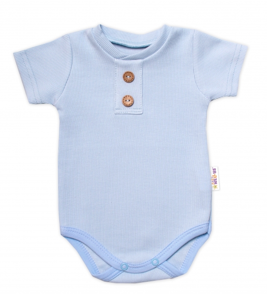 Baby Nellys Dojčenské rebrované body s gombíkmi kr. rukáv, Boy - sv. modré, veľ. 86-#Velikost koj. oblečení;86 (12-18m)