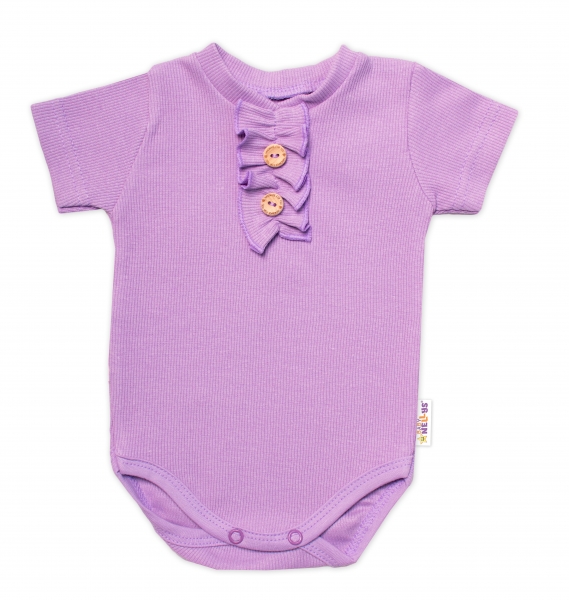 Baby Nellys Dojčenské rebrované body s gombíkmi kr. rukáv, Girl - lila, veľ 86-#Velikost koj. oblečení;86 (12-18m)