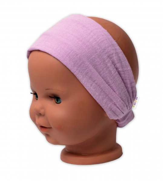 Baby Nellys Ľahká mušelínová čelenka Bandana, lila