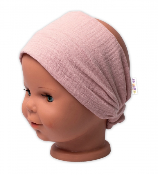 Baby Nellys Ľahká mušelínová čelenka Bandana, pudrová, veľ. 104/110-#Velikost koj. oblečení;104-110 (3-5r)
