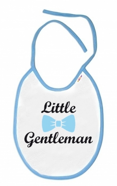 Baby Nellys Nepremokavý podbradník Little Gentleman, 24 x 27 cm - biely s modrým olemovaní
