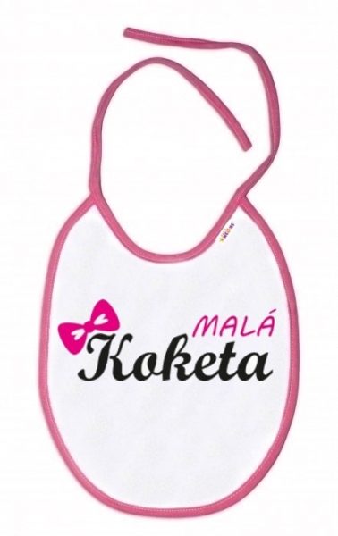 Baby Nellys Nepremokavý podbradník Malá Koketa, 24 x 27 cm-biely s ružovým lemom