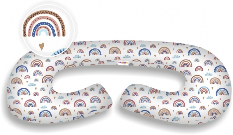 Baby Nellys Dojčiace vankúš/relaxačná poduška MAXI, PES guličky, Dúha, pudrová