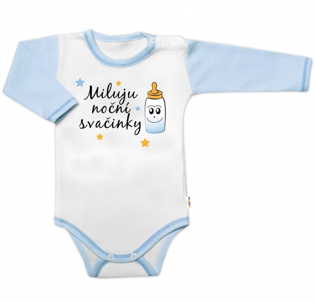 Body dl.rukáv s vtip. textom Baby Nellys, Miluju noční svačinky, vel. 74, chalan