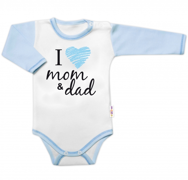 Body dlhý rukáv Baby Nellys, I love mom & dad, kluk, veľ. 86-#Velikost koj. oblečení;86 (12-18m)