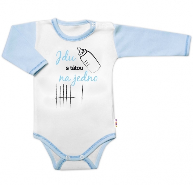 Body dl.rukáv s vtip. textom Baby Nellys, Jdu s tátou na jedno, veľ. 86, chalan-#Velikost koj. oblečení;86 (12-18m)