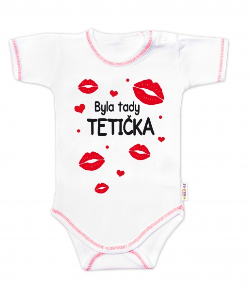 Body krátky rukáv s vtipným textom Baby Nellys, Byla tady tetička, veľ. 80