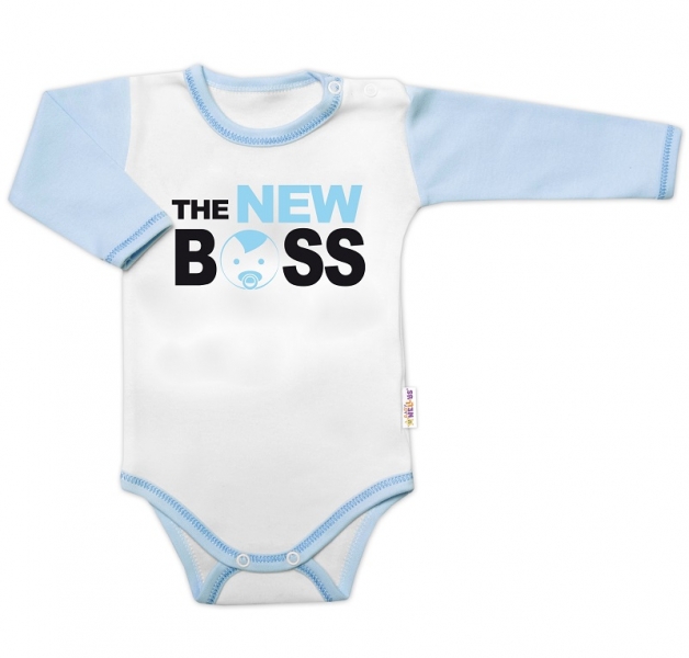 Body dlhý rukáv s vtipným textom Baby Nellys, The New Boss, veľ. 80, chalan-#Velikost koj. oblečení;80 (9-12m) ()