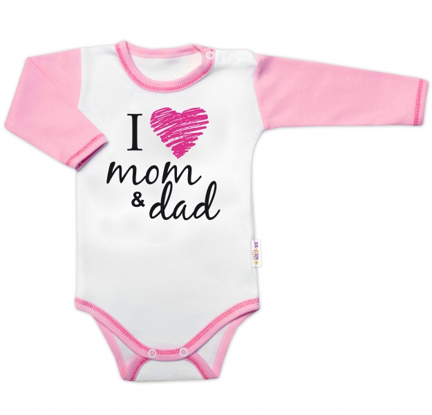 Body dlhý rukáv Baby Nellys, I love mom & dad, holka, veľ. 86-#Velikost koj. oblečení;86 (12-18m)