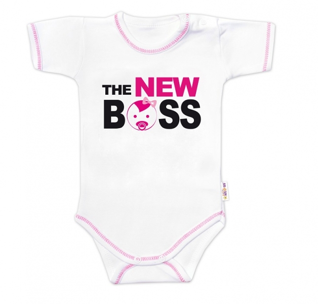 Body krátky rukáv s vtipným textom Baby Nellys, The New Boss, veľ. 62, holka-#Velikost koj. oblečení;62 (2-3m) ()