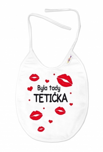 Baby Nellys Nepremokavý podbradník Byla tady Tetička, 24 x 27 cm - biely