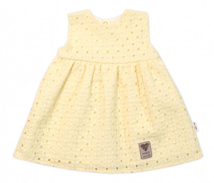 Baby Nellys Ľahké Handmade šatičky Madeira, žlté-#Velikost koj. oblečení;62 (2-3m)