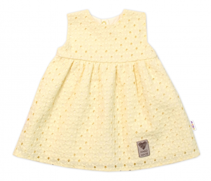 Baby Nellys Ľahké Handmade šatičky Madeira, žlté, veľ. 80-#Velikost koj. oblečení;80 (9-12m)