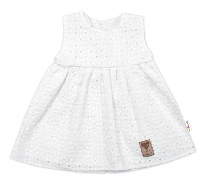 Baby Nellys Ľahké Handmade šatičky Madeira, biele, veľ. 80-#Velikost koj. oblečení;80 (9-12m)