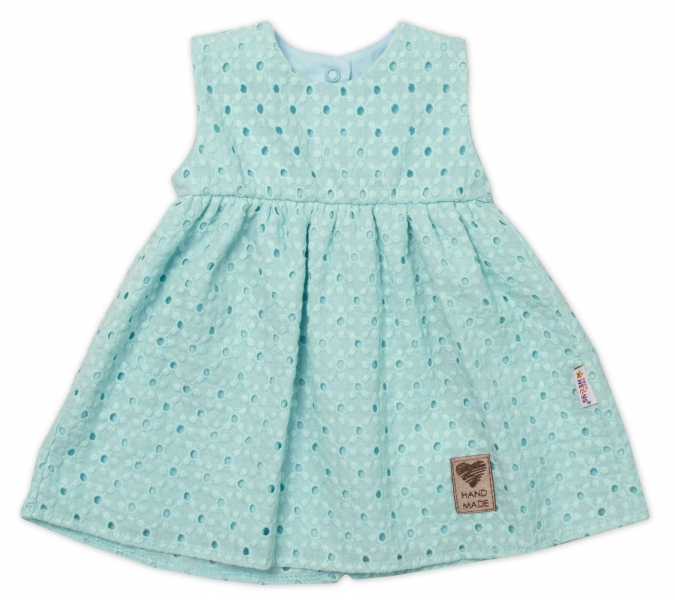 Baby Nellys Ľahké Handmade šatičky Madeira, mätové, veľ. 80-#Velikost koj. oblečení;80 (9-12m)