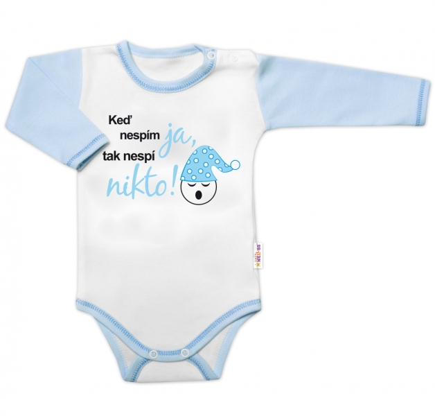 Body dl. rukáv s vtipným textom Baby Nellys, Keď nespím ja, tak nespí nikto, veľ. 86, kluk-#Velikost koj. oblečení;86 (12-18m)