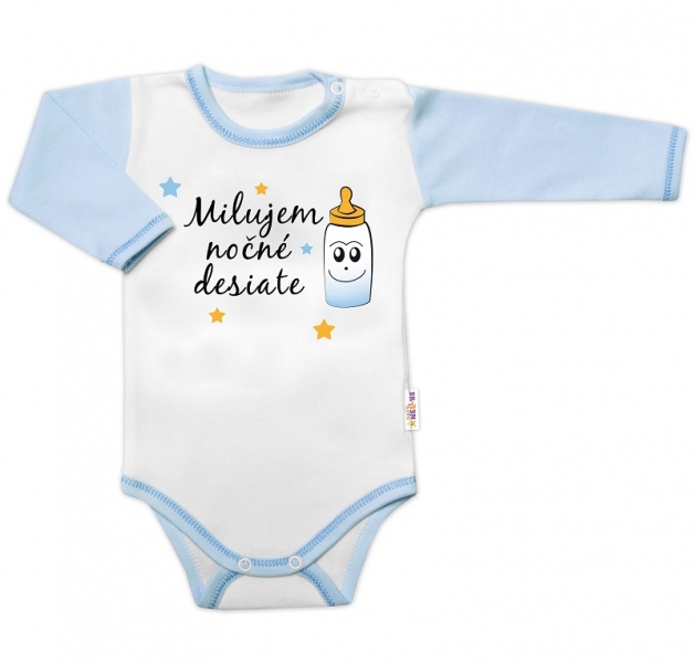 Body dl.rukáv s vtip. textom Baby Nellys, Milujem nočné desiate, veľ. 86, chalan-#Velikost koj. oblečení;86 (12-18m)