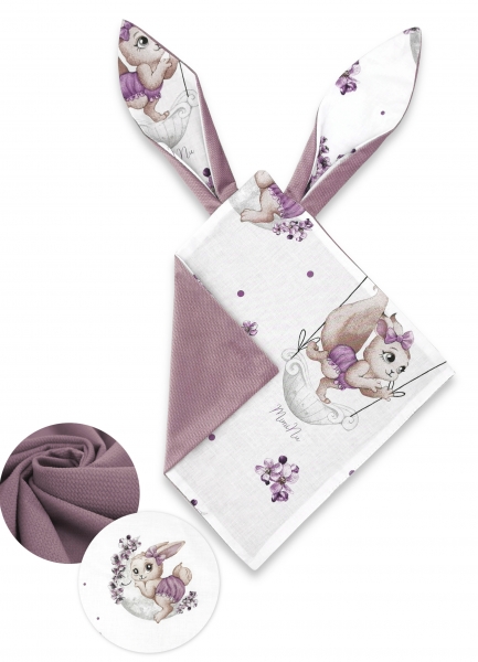 Mazlík, prítulníček Králiček, Velvet + bavlna, Veverička Lili - fialová