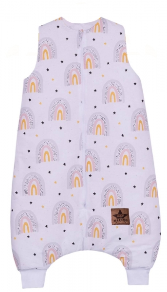 Baby Nellys Spací vak s nohavičkami 88 cm, Rainbow, biela s potľačou