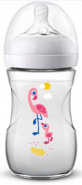 Dojčenská fľaša Natural Avent, Plameňák, 260 ml (OBJEM: 260 ML, AVENT)