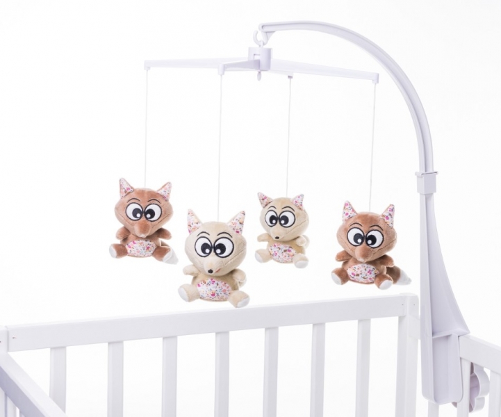 4Baby Plušový kolotoč nad postieľku Fox - béžovo/hnedý