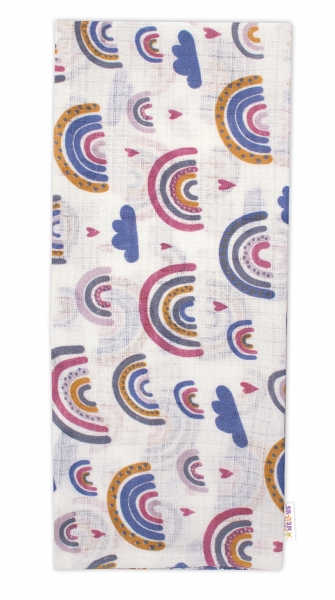 Baby Nellys Kvalitná bavlnená plienka - Tetra Premium, 70x80 cm - Dúha, ružovo/modrá