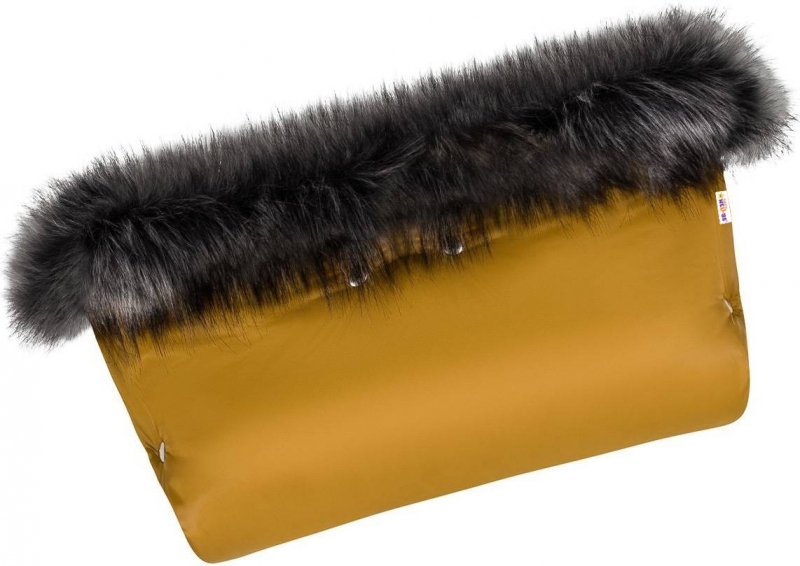 Baby Nellys Zimný rukávník FLUFFY s kožušinou, horčicový