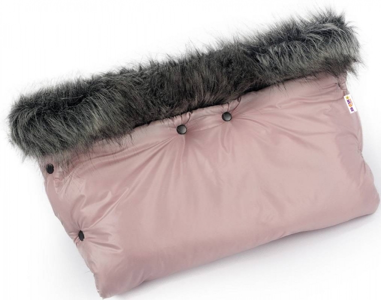 Baby Nellys Zimný rukávník FLUFFY s kožušinou, ružový