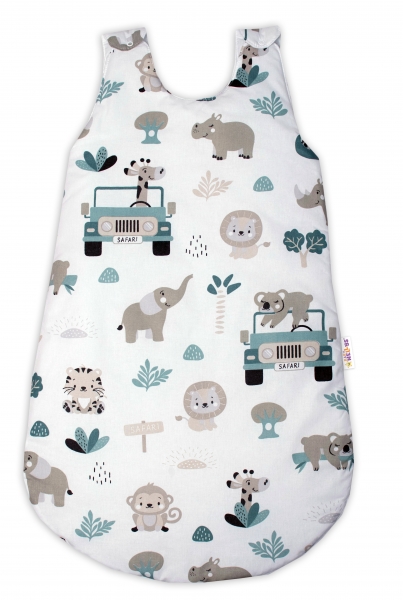 Baby Nellys Spací vak Baby Safari, biela s potľačou