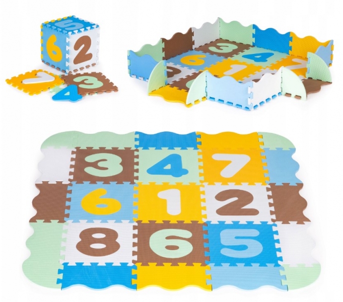 I PLAY Detské penové puzzle 114 x 114 cm, hracia deka, podložka na zem Čísla, 25
