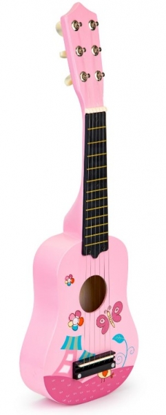 Eco Toys Detská gitara 6strunová - ružová