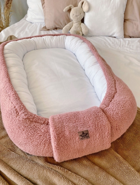 Baby Nellys Obojstranné hniezdočko, kokon Baby Love, ružová