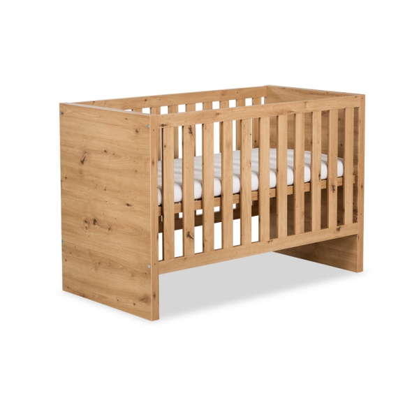 Detská postieľka pre bábätko AMÉLIA Klups dub 120x60cm + bariéra-#Rozměry;120x60 (ROZMER. 120X60 CM.)