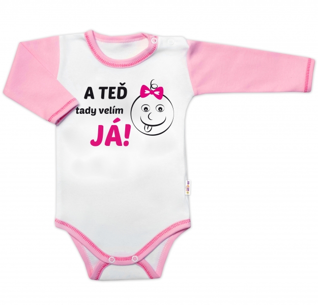 Baby Nellys Body dlhý rukáv s vtipným textom, A TEĎ tady velím JÁ!, Holka, veľ. 80-#Velikost koj. oblečení;80 (9-12m)