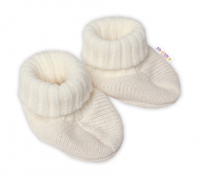 Baby Nellys Pletené topánočky / capáčky STAR Hand Made, ecru, veľ. 68/74-#Velikost koj. oblečení;68-74 (6-9m)