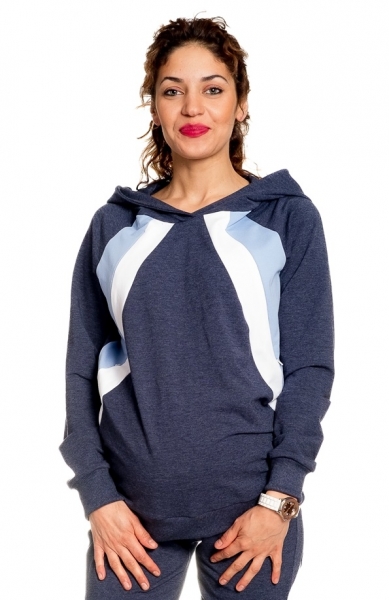 Tehotenská/dojčiaca mikina s kapucňou Be MaaMaa, Cama - jeans, veľ. M-#Velikosti těh. moda;M (38)