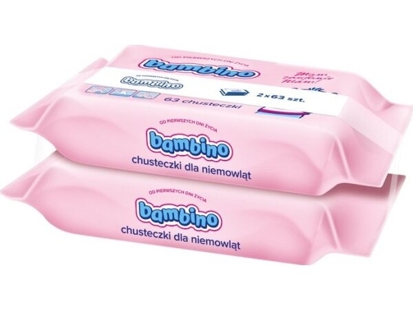 NIVEA Detské vlhčené obrúsky BAMBINO - 2 x 63 ks