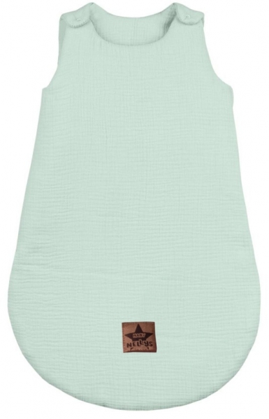 Mušelínový spací vak Baby Nellys Soft zateplený, 70cm, mätový