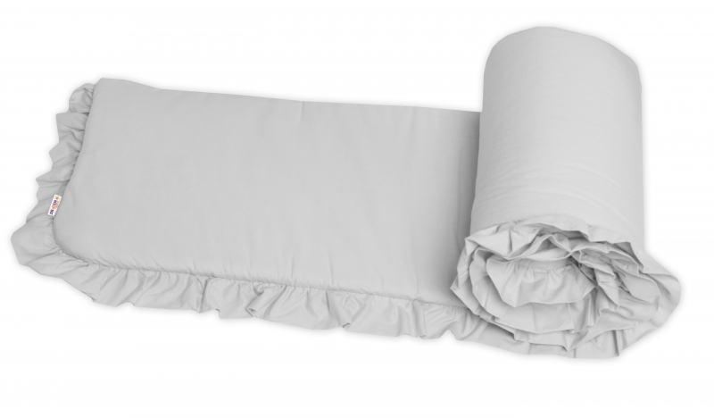Bavlnený mantinel s volánikom SOFT, 180 cm, Baby Nellys - sivý